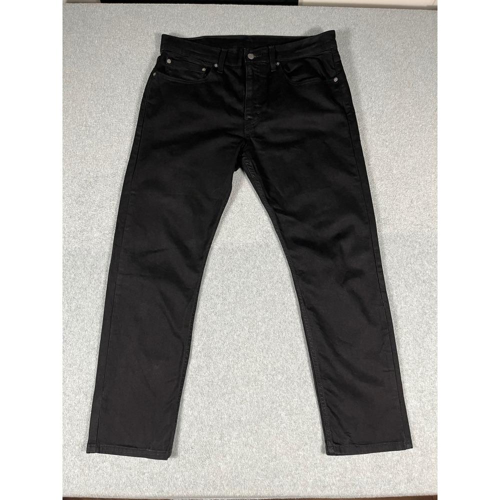 Levis 502 Regular Taper Jeans Mens 36x28 Native Cali Black Stretch Denim Pants